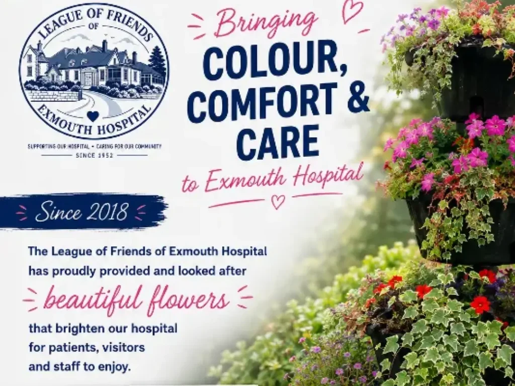 League of Friends of Exmouth Hospital flower displays supporting a welcoming hospital environment
