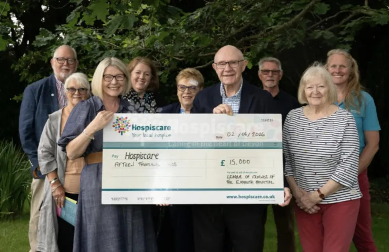 League of Friends of Exmouth Hospital trustees with Hospiscare representatives at Searle House